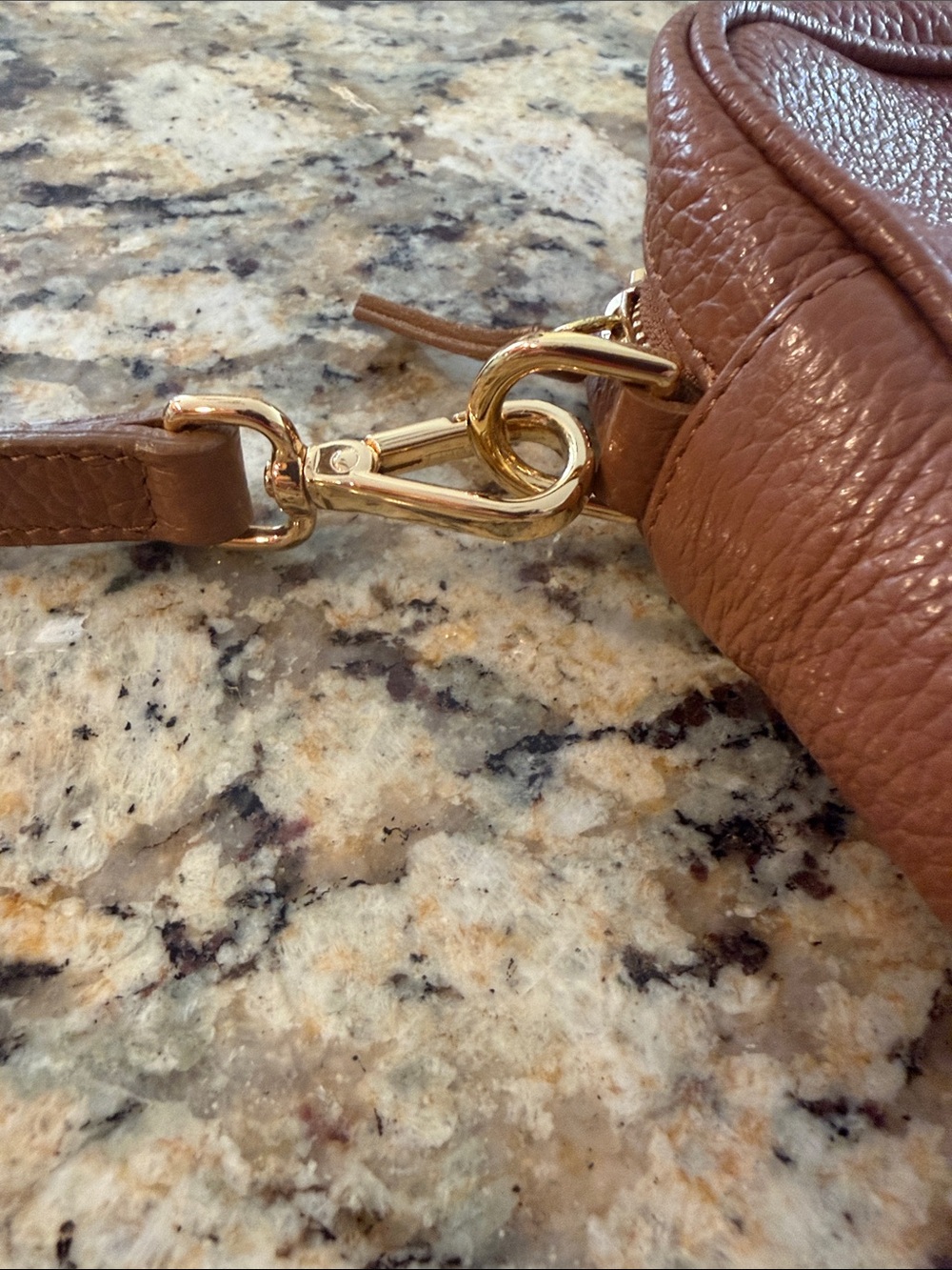 Quince Tan Pebbled Leather Crossbody with Gold Hardware - Picture 2 of 7